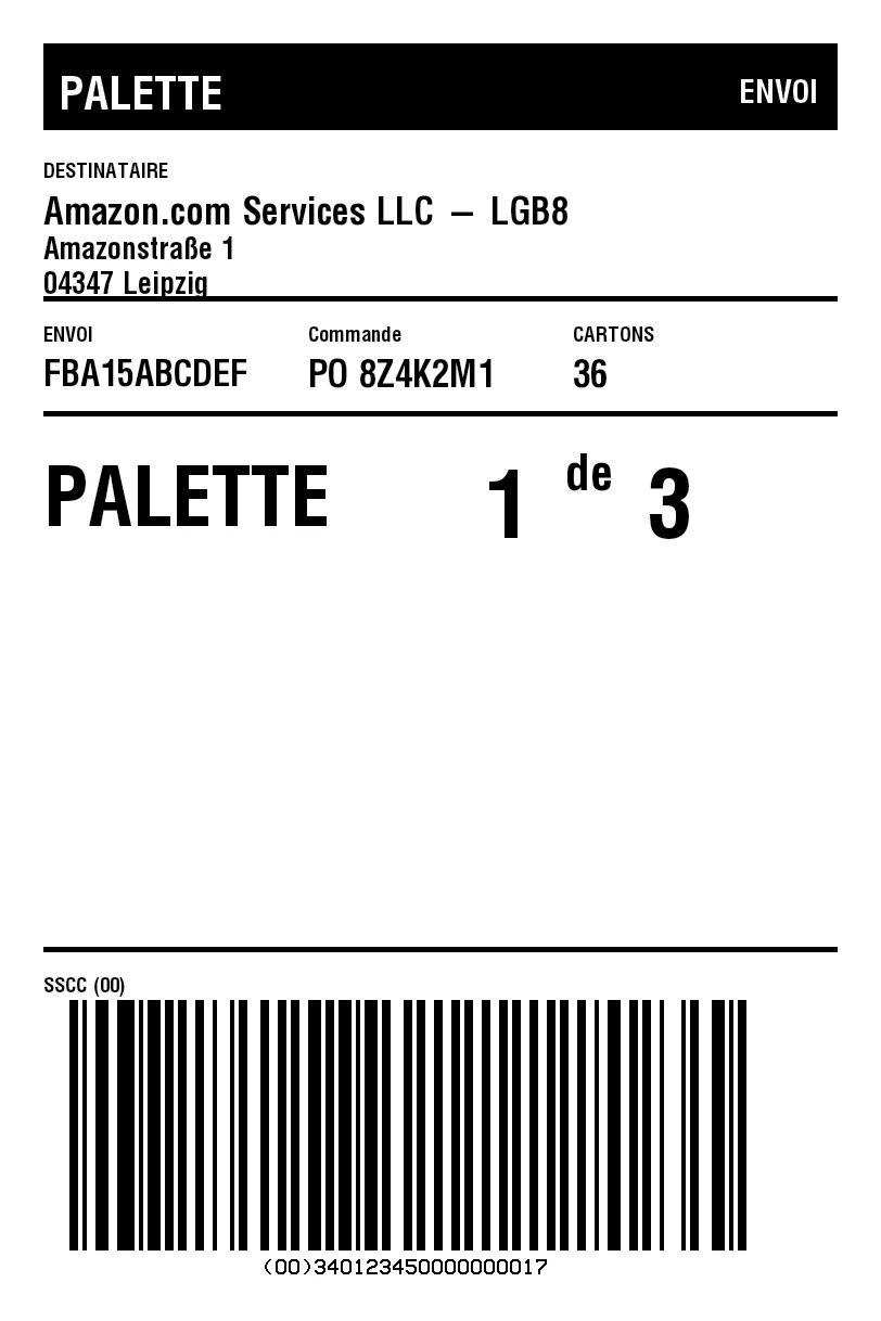Aperçu de Étiquette de palette Amazon