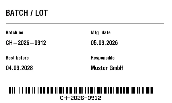 Preview of Batch / Lot Label