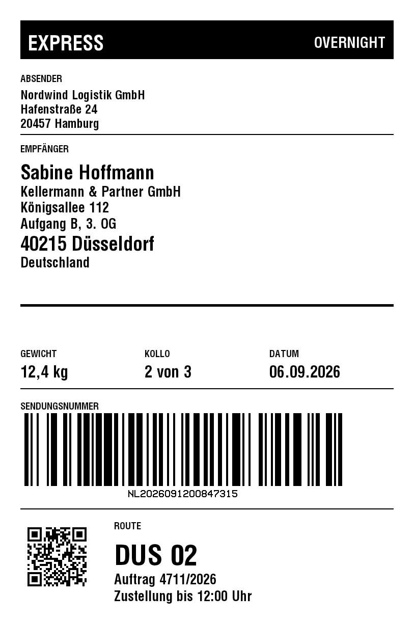 Vorschau von FedEx-Versandetikett