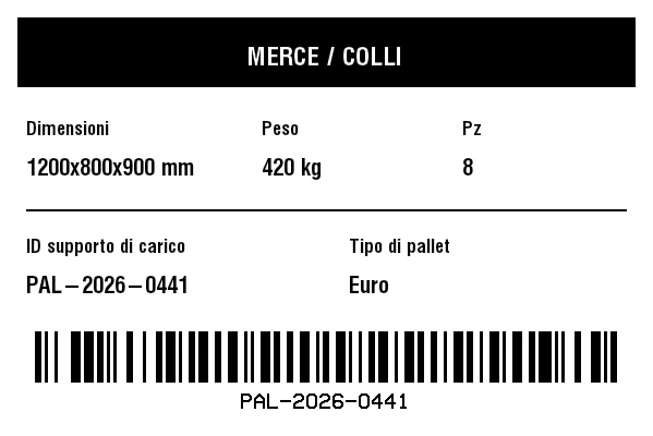 Anteprima di Etichetta merce/dimensioni