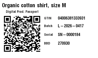 Preview of GS1 QR Code with Digital Product Passport (DPP)
