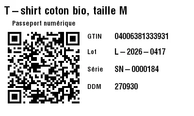 Aperçu de GS1 QR Code avec passeport numérique de produit (DPP)