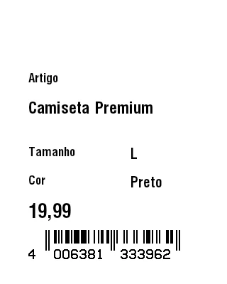 Prévia de Etiqueta pendente (vestuário)