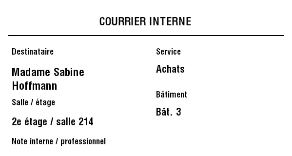 Aperçu de Étiquette de courrier interne