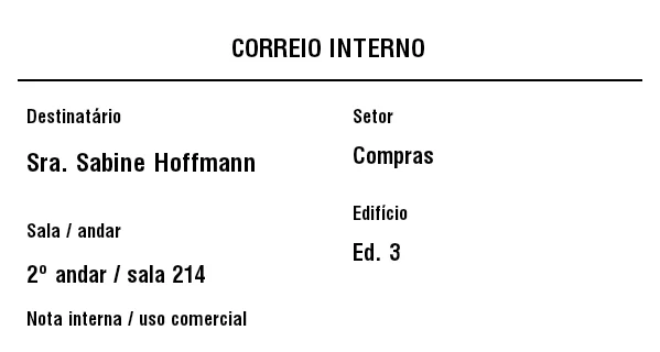 Prévia de Etiqueta de correio interno