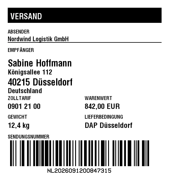 Vorschau von Internationales Versandetikett