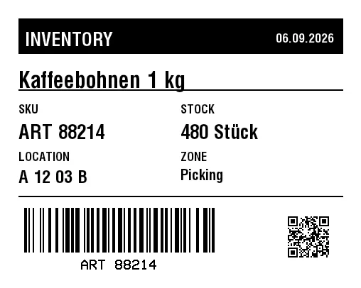Preview of Inventory label