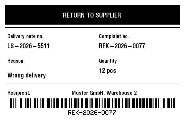 Preview of Supplier Return (RTV)