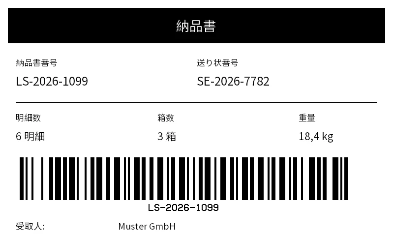 プレビュー: 納品書外装ラベル (パッキングスリップ)