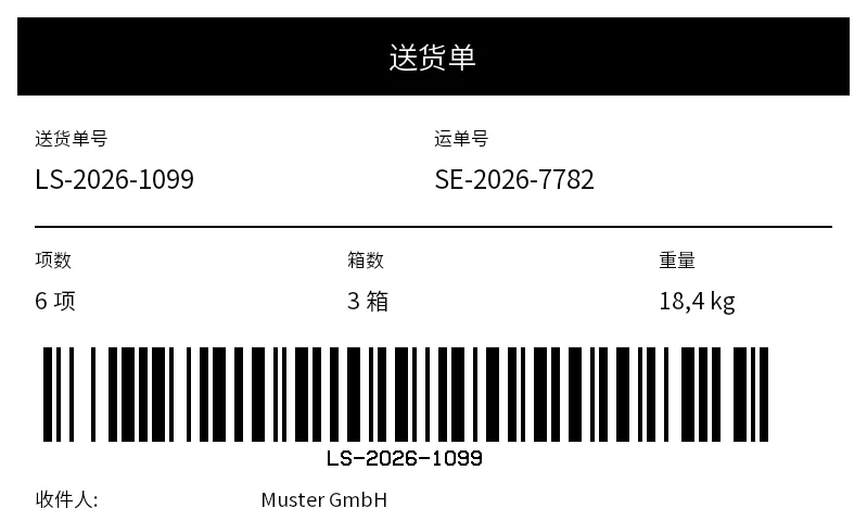 预览：送货单外贴标签 (Packing Slip)