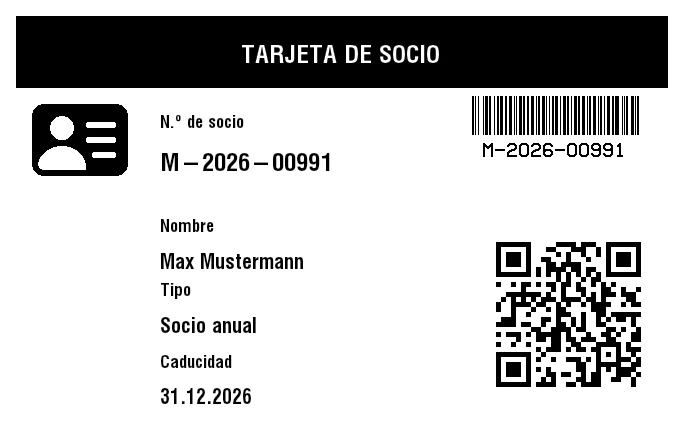 Vista previa de Tarjeta de socio
