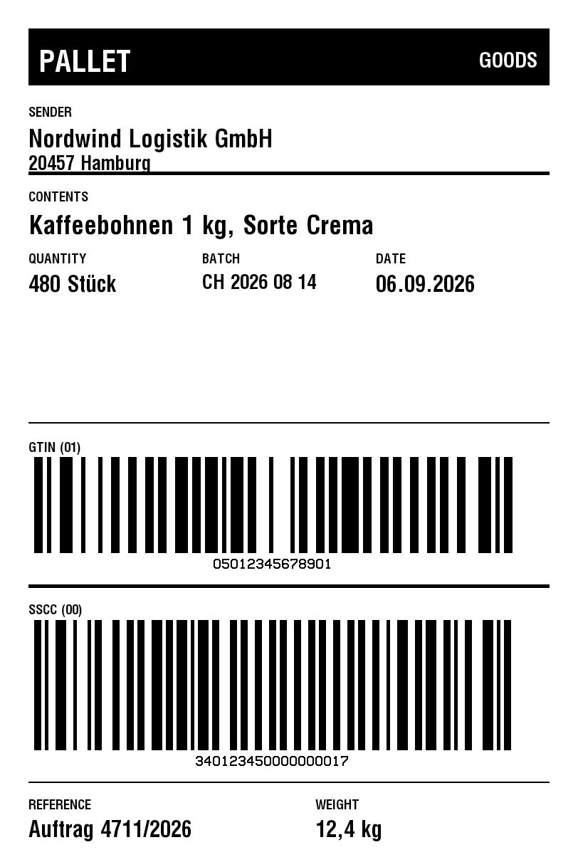 Preview of Pallet label
