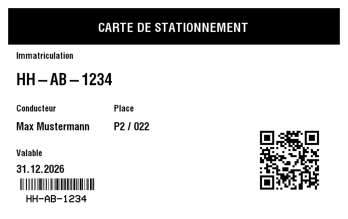 Aperçu de Carte de stationnement