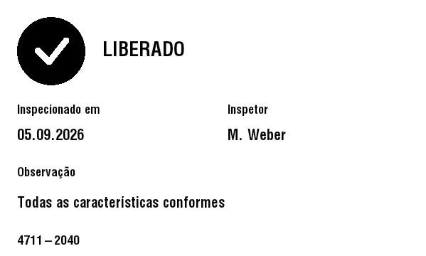 Prévia de Etiqueta de status de qualidade