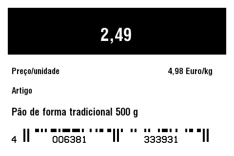 Prévia de Etiqueta de preço de gôndola
