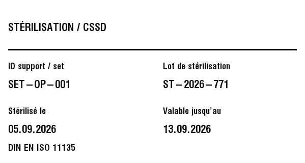 Aperçu de Étiquette de stérilisation / instruments (CSSD)