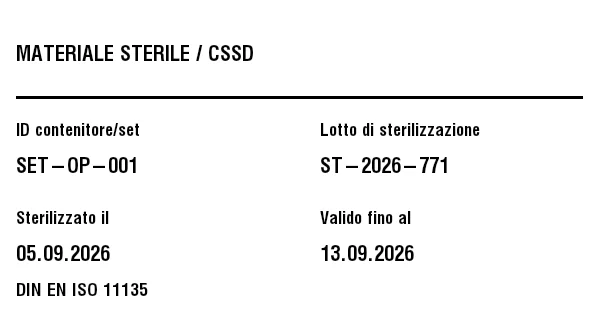 Anteprima di Etichetta materiale sterile/strumenti (CSSD)