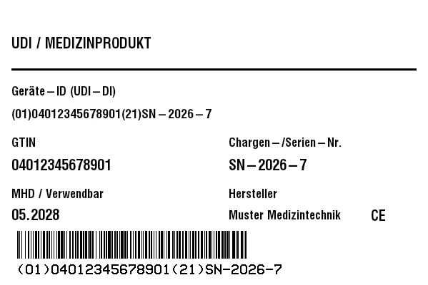 Vorschau von UDI-/HIBC-Gerätelabel (Medizinprodukt)