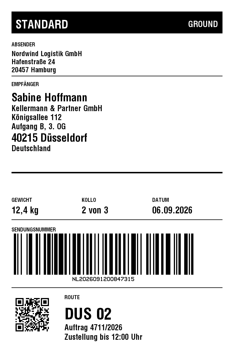 Vorschau von UPS-Versandetikett