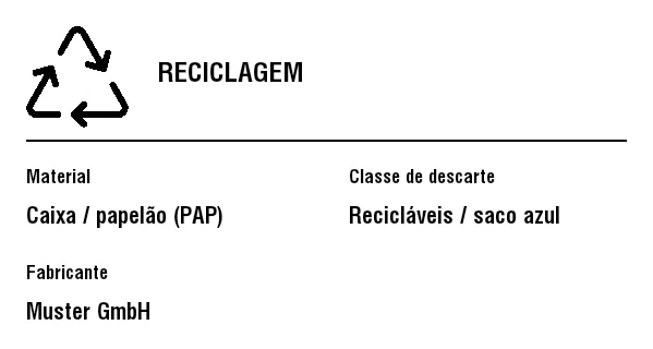 Prévia de Etiqueta de embalagem / reciclagem