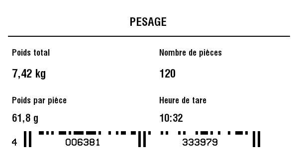 Aperçu de Étiquette de pesage