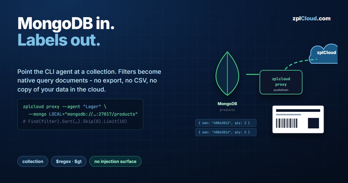 Connect a Local MongoDB as a Label Datasource with the zplCloud CLI